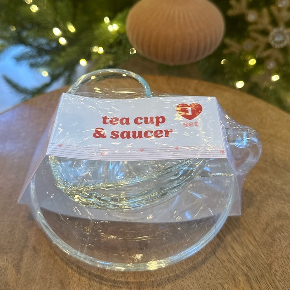 Target playground dollar spot heart shaped mug coffee tea glass saucer Valentine - Picture 3 of 10